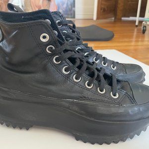 Black Leather Run Star Hike Hi Sneakers